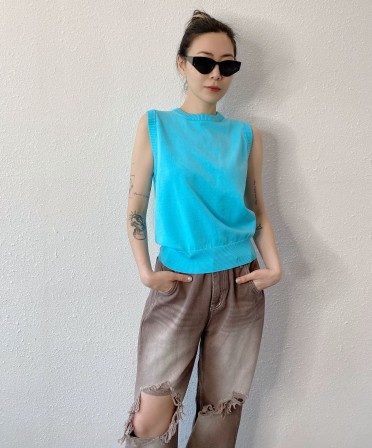 Blue Cut Out Back Vest #250428
